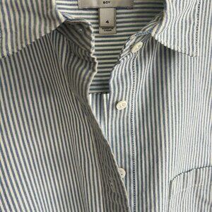 J Crew Striped button down shirt. white with blue stripe Size S